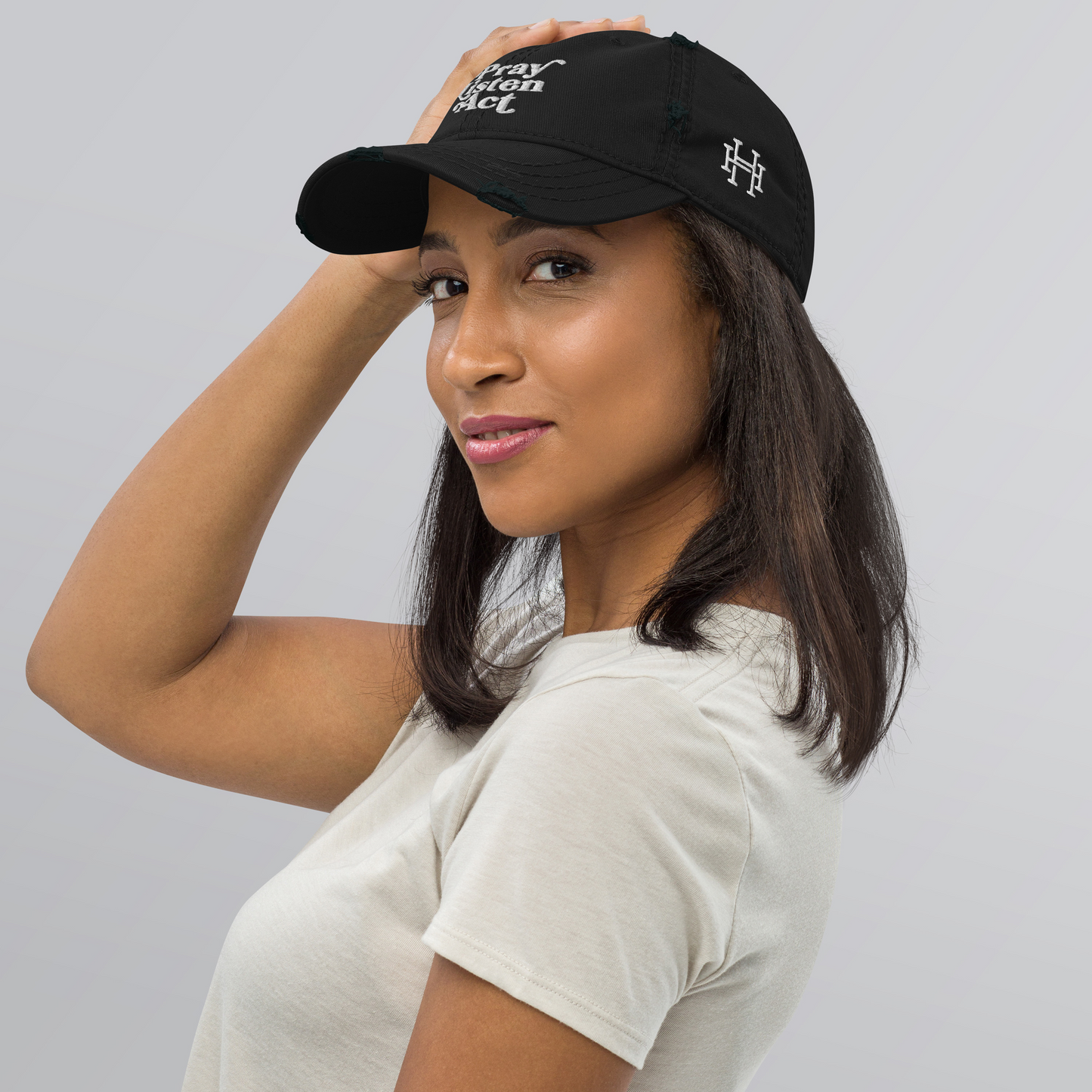 Pray - Listen - Act: Distressed Dad Hat