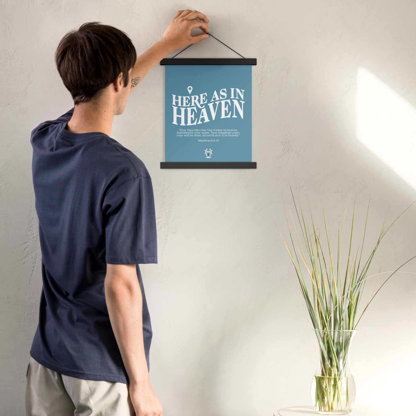 Here as in Heaven (Blue) Poster with Hanger