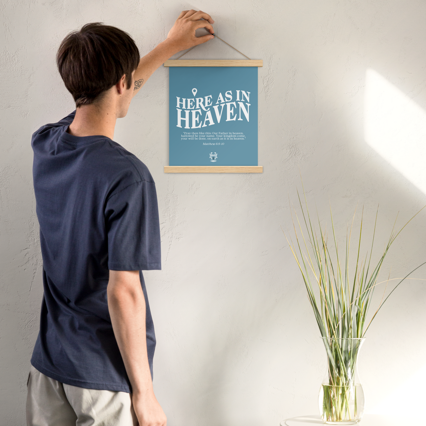 Here as in Heaven (Blue) Poster with Hanger