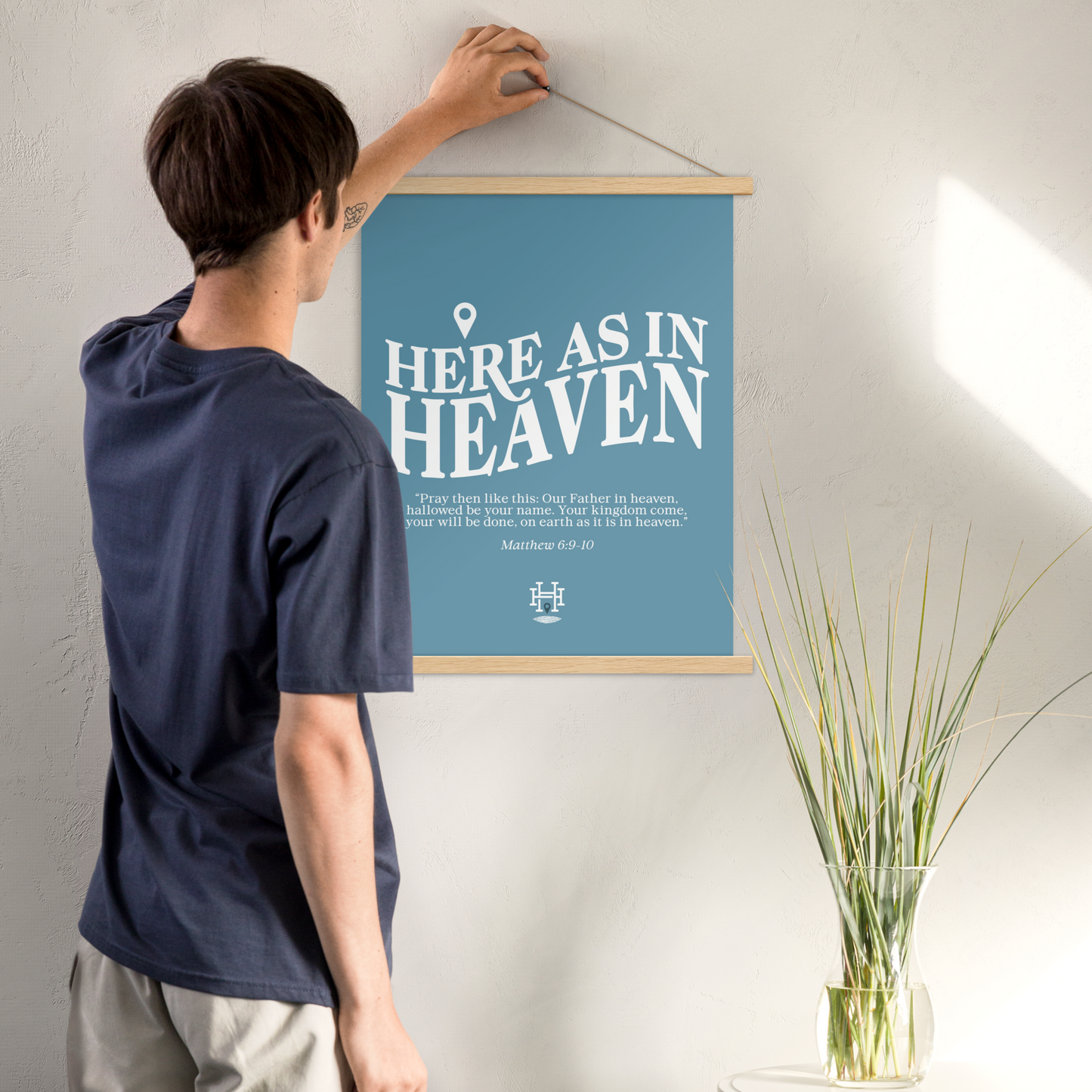 Here as in Heaven (Blue) Poster with Hanger