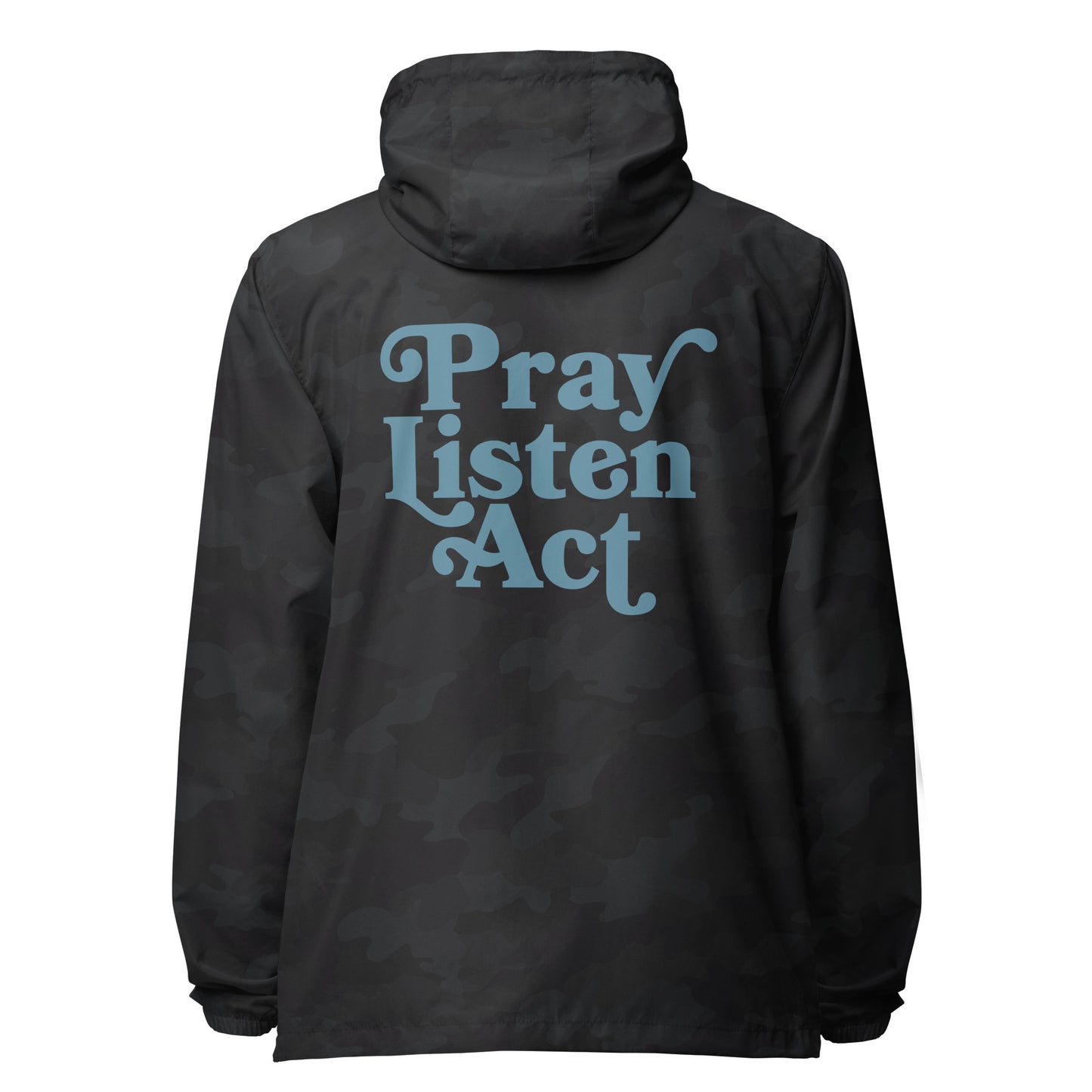 Pray - Listen - Act: Unisex Lightweight Zip Windbreaker
