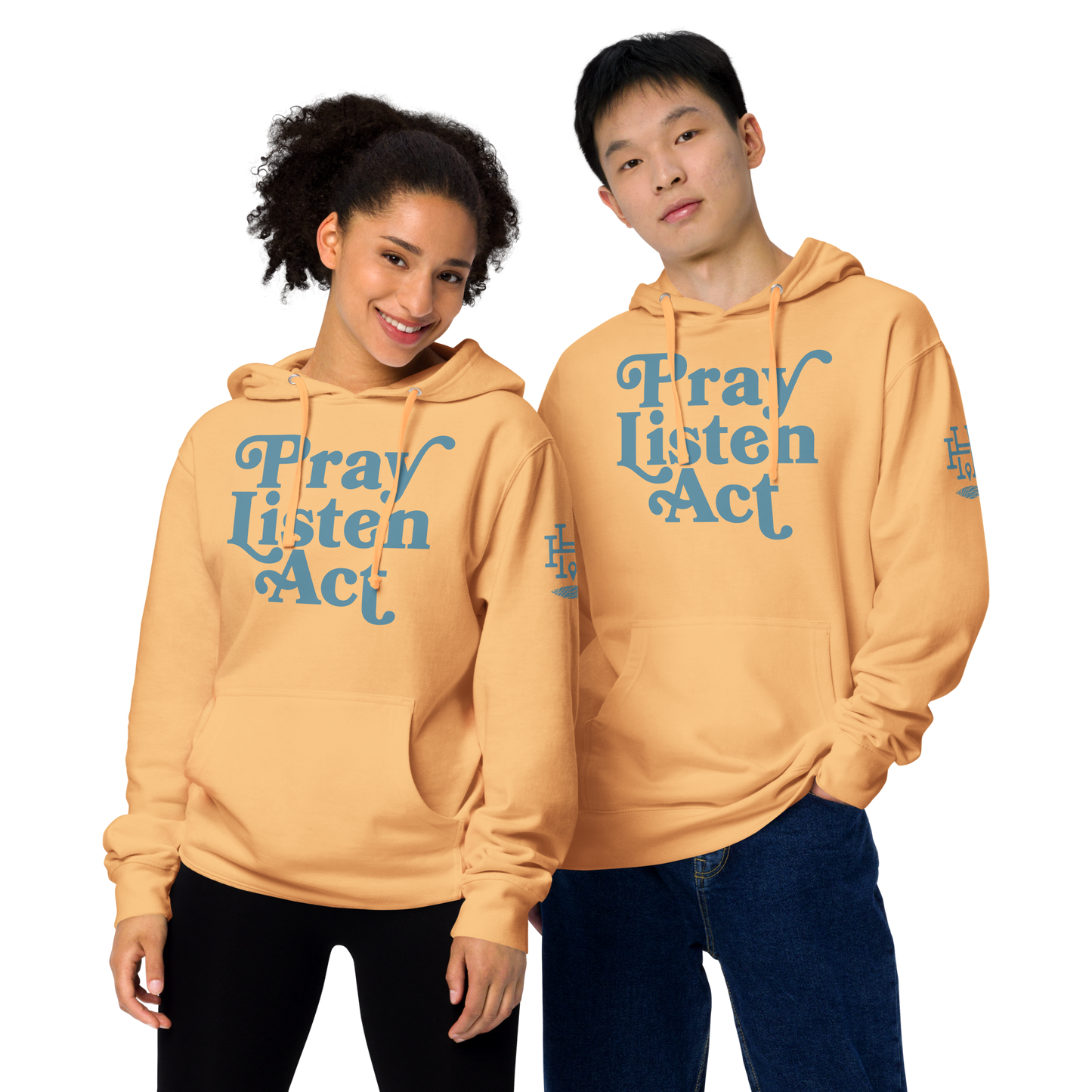 Pray - Listen - Act: Unisex Midweight Hoodie