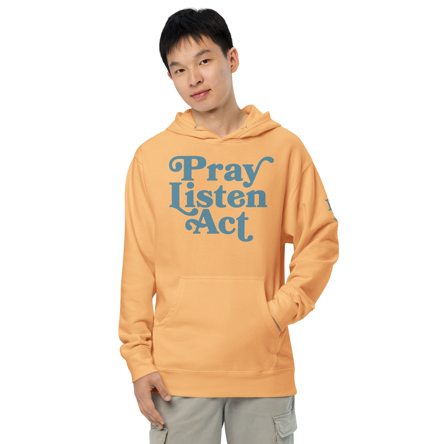 Pray - Listen - Act: Unisex Midweight Hoodie