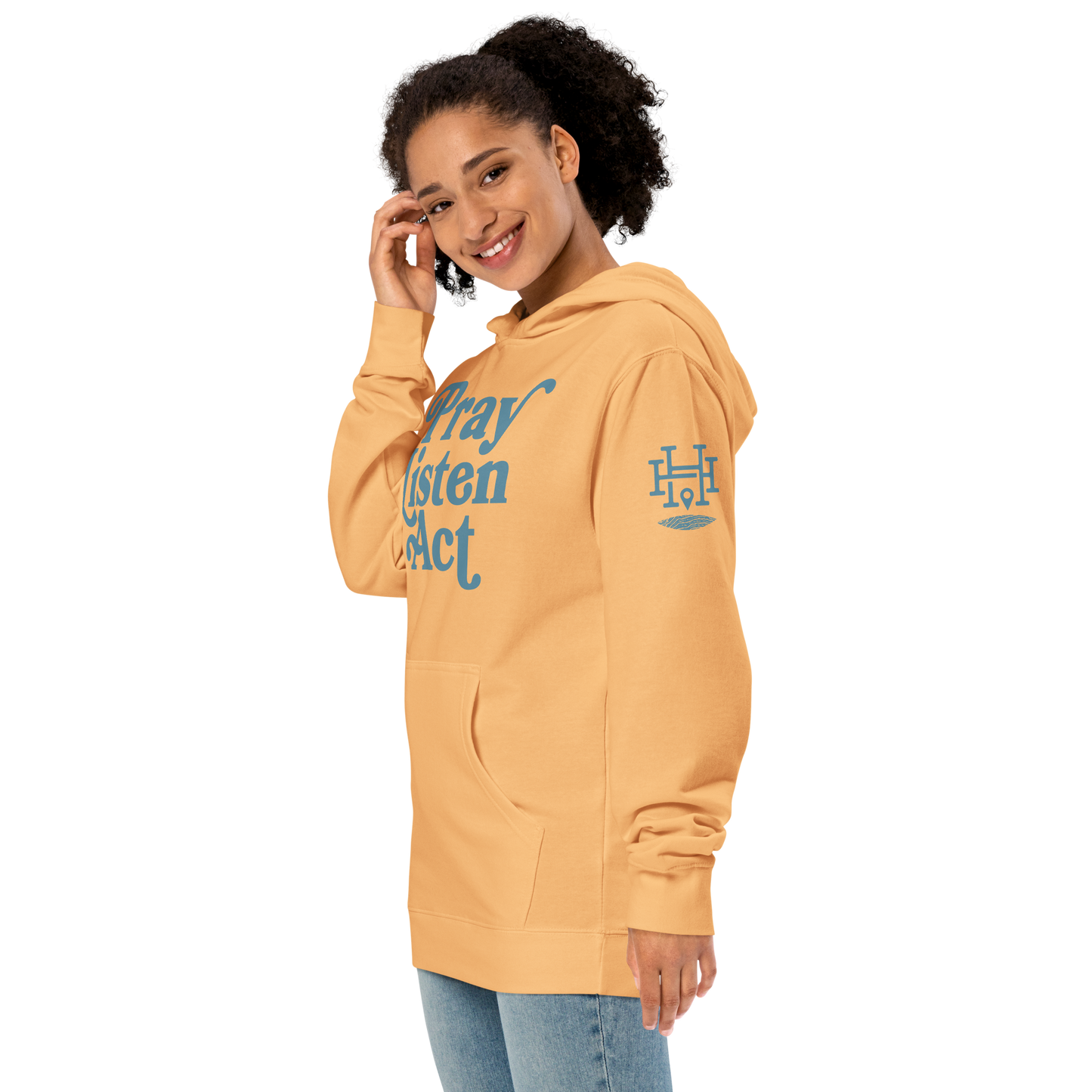 Pray - Listen - Act: Unisex Midweight Hoodie