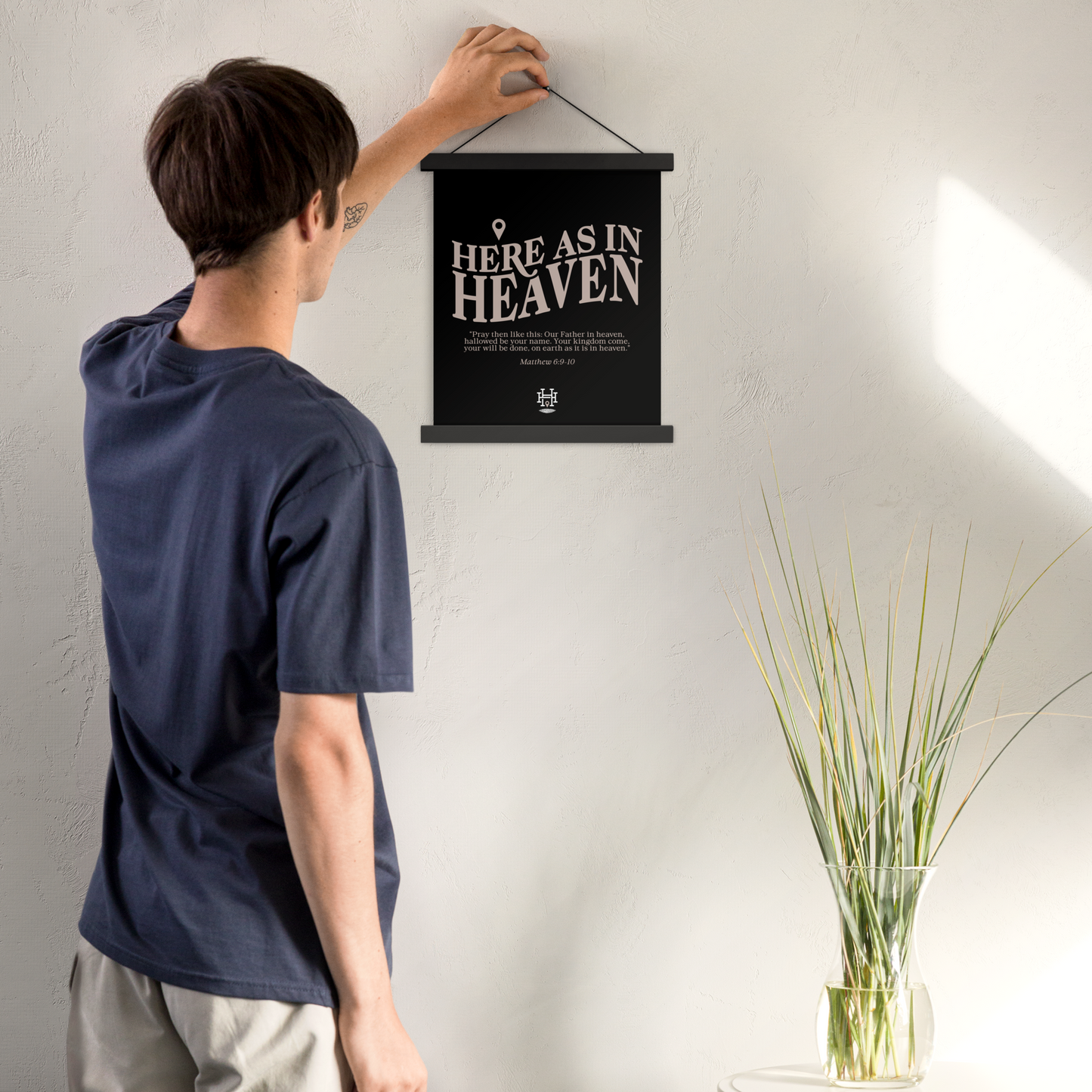 Here as in Heaven (Black) Poster with Hanger