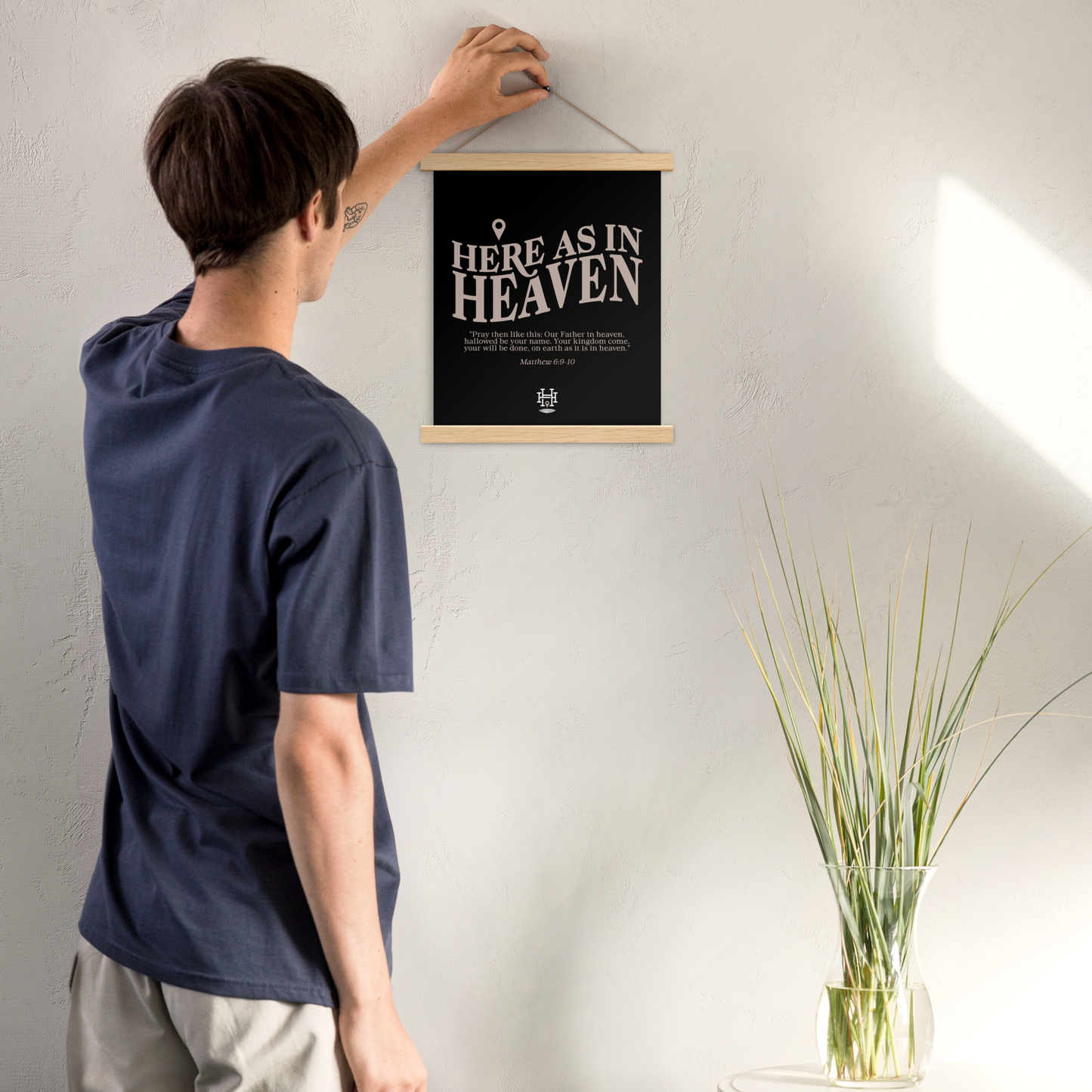 Here as in Heaven (Black) Poster with Hanger