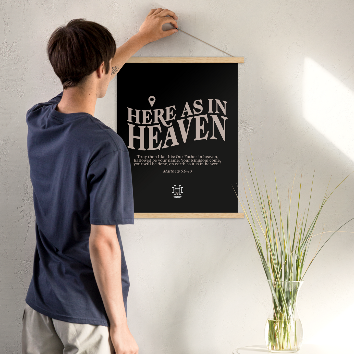 Here as in Heaven (Black) Poster with Hanger